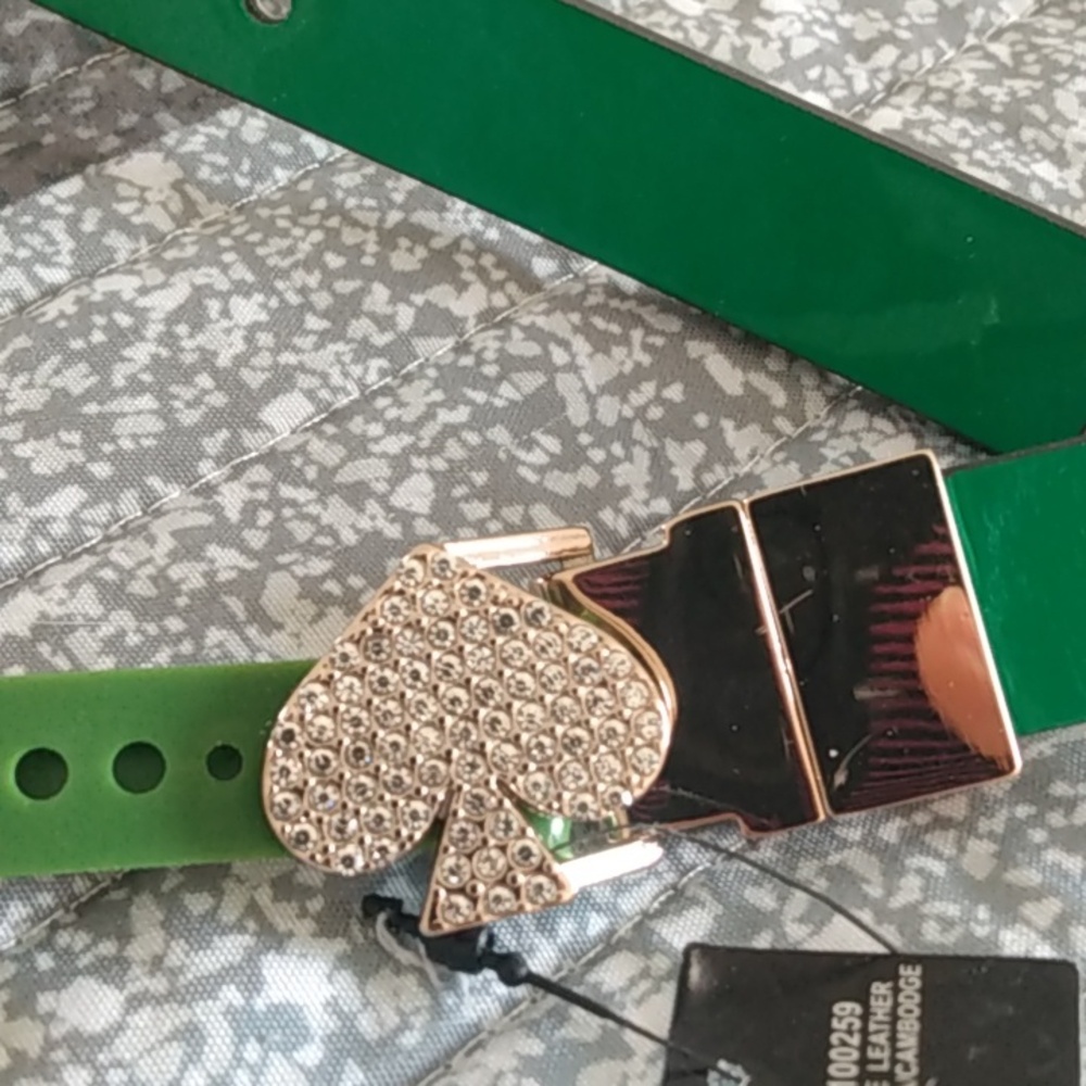 Kate Spade Reversible Belt With Sparkling Spade Shaped Belt Buckle.